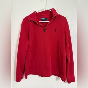Vintage Polo Ralph Lauren Sweater Mens Medium Red Pullover 1/4 Zip Cotton Top
